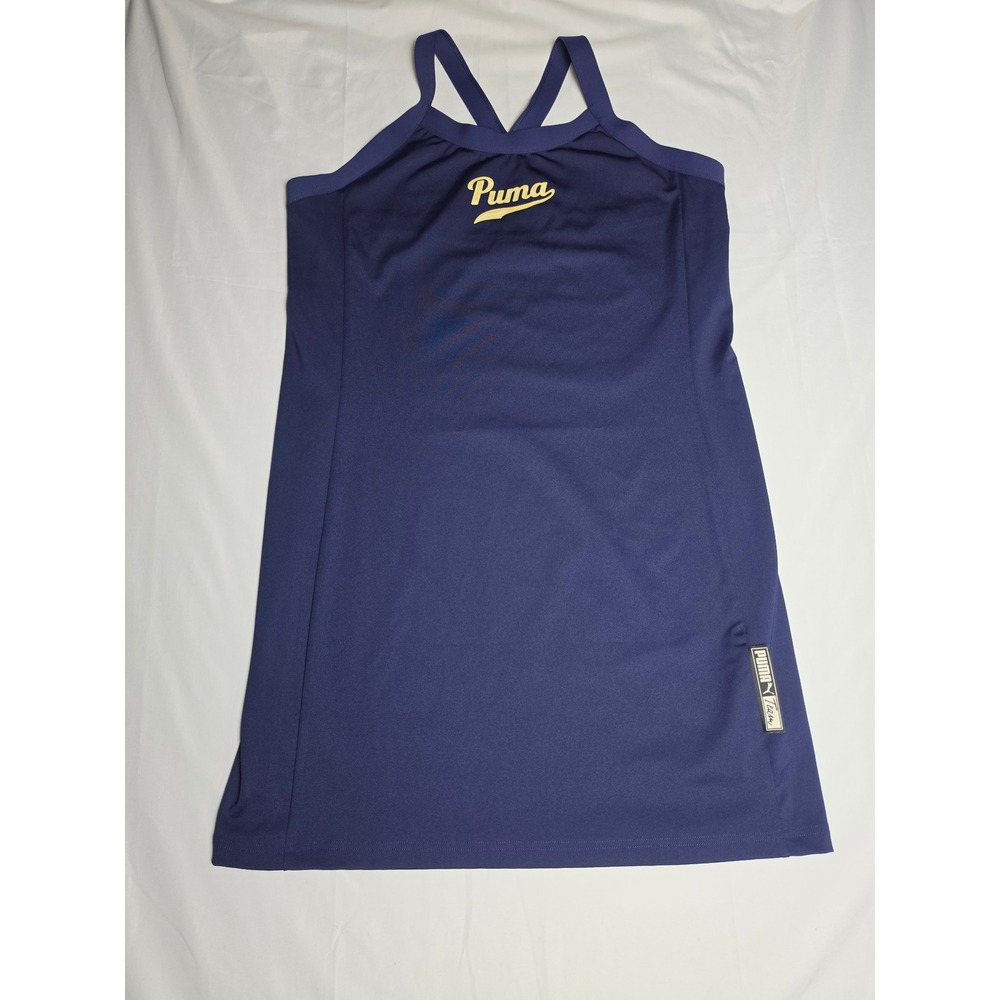 Puma Team Navy Blue Sleeveless Athletic Dress Gold Logo XL 536826-06